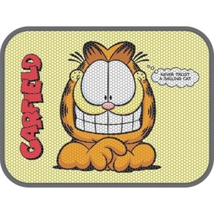 Garfield Çift katmanlı Kedi Kumu Paspası Dikdörtgen Never Trust A Smiling Cat